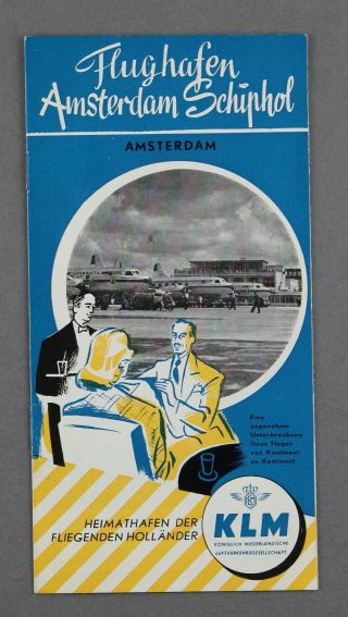 Klm Royal Dutch Airlines Amsterdam Schiphol Airport Vintage Airline Brochure