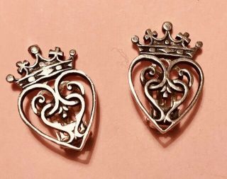Vintage Sterling Silver John Hart Iona Luckenbooth Clip - On Earrings