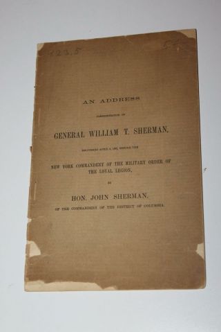 1892 General William T Sherman York Commandery Of The Military Order Book