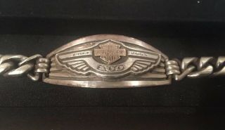 Rare MOD Harley Davidson 100th Anniversary Men ' s Heavy.  925 Silver Bracelet 2