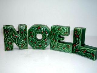 Vintage Lipper & Mann Japan Ceramic " Noel " Letters Christmas Candle Holders