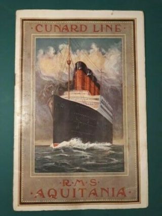 1916 Cunard Line Rms Carpathia Aquitania Passenger List Book Steamship Titanic