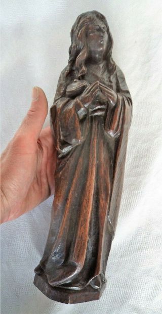 17th / 18th Century Oak Carved Panel Figure Pillar Virgin Mary