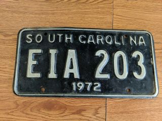 1972 South Carolina Passenger Auto License Plate.  Eia 203