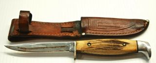 Vintage Case Xx Knife 5 Finn Hunting Knife With Sheath 4 " Blade Bone.