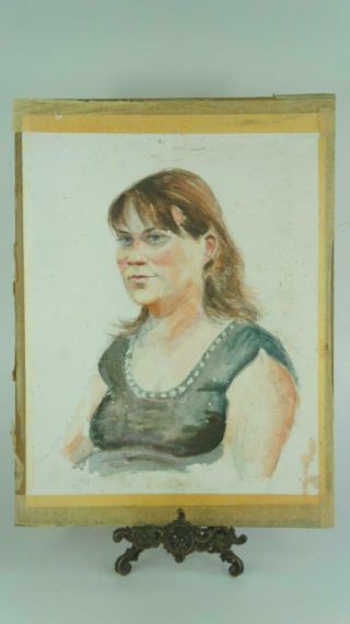 Good Vintage,  Mid Century Oil On Board Portrait Of A Lady.  Alan Matthews