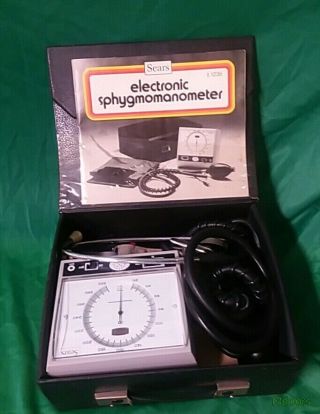 Vintage Sears Electronic Blood Pressure Monitor Sphygmomanometer Stethoscope