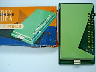 Vintage Art Deco Metal Address Book Telephone Flip - Up&open Green Desk/pen/letter