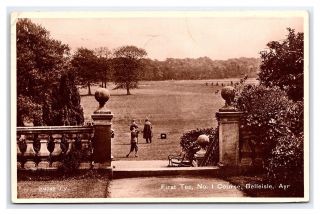 Vintage Postcard Rppc First Tee No.  1 Golf Course Belleisle Ayr Scotland Uk E16