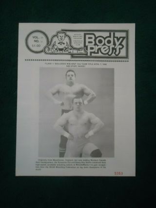 Stampede Wrestling Body Press Wrestling Program Regina,  Sask.  Apr 15,  1986