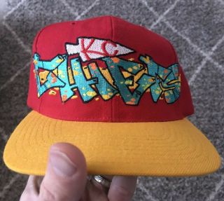 Vintage Kansas City Kc Chiefs American Needle Graffiti Snapback Hat,  Cap,  Nfl