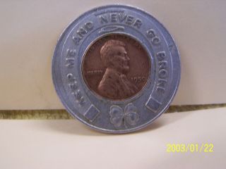 1950 Rexall 1 Cent Vintage Lucky Wheat Penny Encased Good Luck Charm