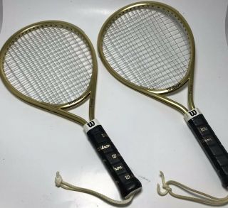 2 Vintage Wilson Prestige Racquetball Rackets Gold Made In Usa (2x - Two)