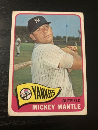 1965 Topps 350 - Mickey Mantle - Hof - Low Grade / Fair - Centered Ny Yankees