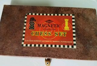 Vintage Staunton Chess Set 1945 E.  S.  Lowe Magnetic Travel Set Weighted No.  815