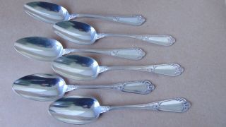 Antique French Solid Silver Scrolls Table Spoons Paris C.  1890