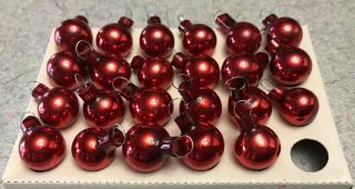23 Vintage Miniature Red Mercury Glass Christmas Ornament For Feather Tree 1/2”