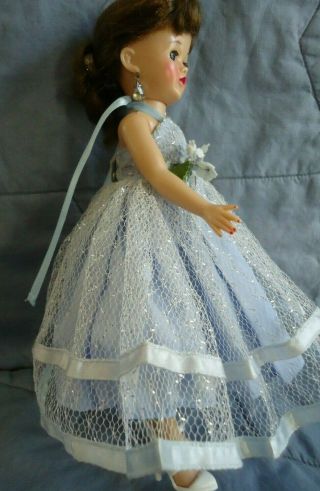 1950 ' s Vintage Vogue Jill Doll Light Blue Fancy Dress Blue/Silver Lacy Skirt EVC 2