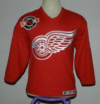 Detroit Red Wings Brett Hull Nhl Vintage Ccm Center Ice Red Jersey Youth L/xl