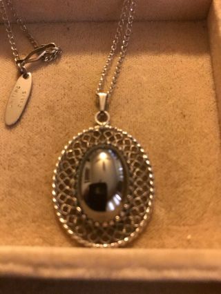Vintage Whiting And Davis Hematite Necklace 18 Inch Chain Silver Tone Old Style 3