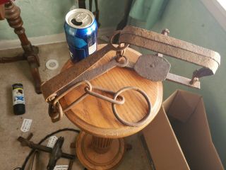 Blacksmith Made Trap.  Forged Spring.  Unique Chain.  22 Inches 7 Inch Jaw Spread