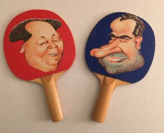 Vintage 1971 Richard Nixon Mao Zedong Ping Pong Paddles