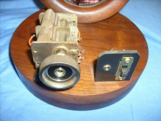 Unique Antique Crystal Radio Detector Stand Vintage Round,  Unknown Maker 2