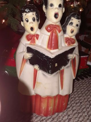 Vintage Empire Three Choir Singers Blow Mold Carolers Lighted Christmas 14 " 2