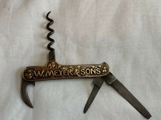 Antique Brass Advertising Pocket Knife Meyer & Sons D.  Herder Ohligs Germany