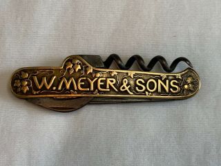Antique Brass Advertising Pocket Knife Meyer & Sons D.  Herder Ohligs Germany 2