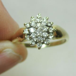 Vintage Estate 14k Gold Diamond Cluster Ring - 0.  30 Carats - 3.  4 Grams - Size 8.  5