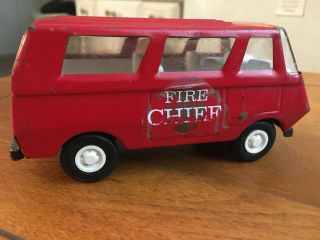 Vintage Pressed Steel Tiny Tonka Fire Chief Van Red (danny)