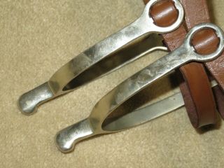 Vintage England Made Never Rust English Dressage Spurs With Brown Leather Straps