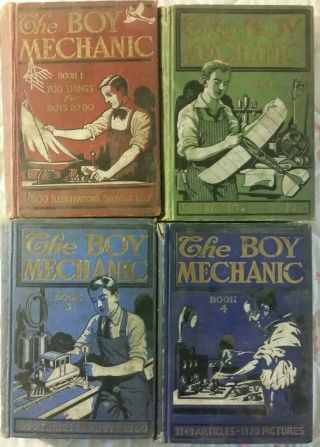Vintage Set The Boy Mechanic Books 1 2 3 4 Popular Mechanics Press Hardcover