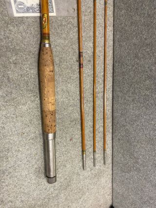 Vintage MONTAGUE LAKE PLEASANT Bamboo Fly Rod 2 Tips 4 Piece Rare Fishing 2