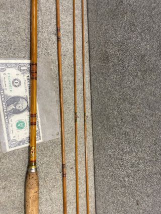 Vintage MONTAGUE LAKE PLEASANT Bamboo Fly Rod 2 Tips 4 Piece Rare Fishing 3