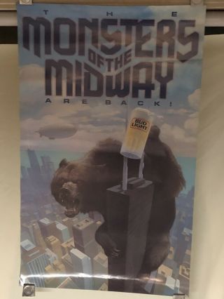 Vintage 1986 Chicago Bears Monsters Of The Midway Are Back Budweiser Poster