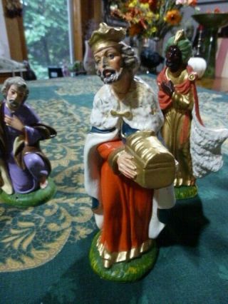 Vintage Italian Nativity Manger 3 Wise Men Composition Figurines Made In Italy