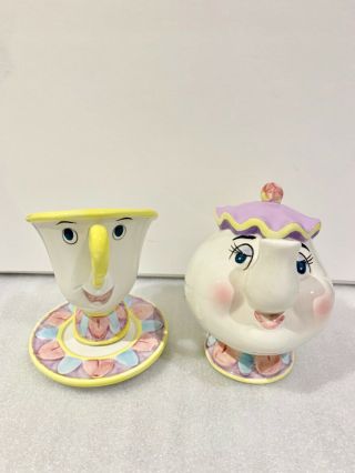 Vintage Disney Mrs Pots & Chip Beauty And The Beast Ceramic Figurines