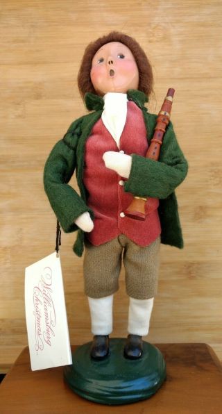 Byers Choice Caroler 1998 Williamsburg Christmas Boy W Flute W Hang Tag Vintage