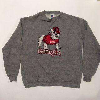 Vintage University Of Georgia Bulldogs Uga Russell Athletic Sweatshirt Xl Gray