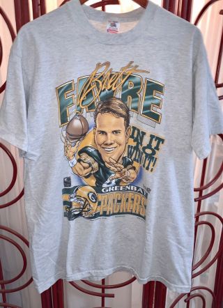 Vintage 90s Brett Farve Green Bay Packers T Shirt Size Xl Football Nfl
