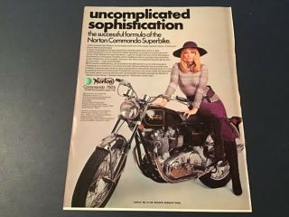 Vintage Norton Commando 750 Superbike With Norton Girl Ad