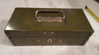Vintage Parplus Green Metal Cash Box Metal Storage Box No Key Made In Usa