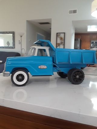 Tonka Hydraulic Dump Truck Blue Pressed Steel Vintage Toy