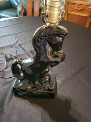 Vintage Mid Century Modern Mcm Black Horse Stallion Table Lamp 11” H X 6” W
