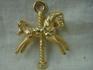Vintage Gold Tone Carousel Horse Pin Brooch By Ajc (a - 29)