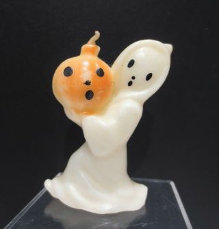 Vintage Gurley Ghost Walking Holding Jol Pumpkin Halloween Holiday Candle Usa