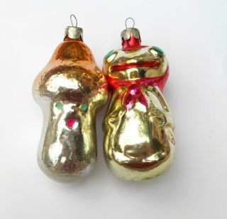 2 Vintage Russian Glass Christmas Xmas Ornament Tree Decorations Frog Mushroom