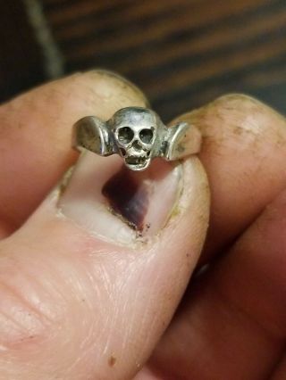 Vintage Sterling Silver Skull Ring Size 6
